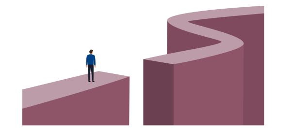 graphic showing a broken pathway and someone looking from the other side
